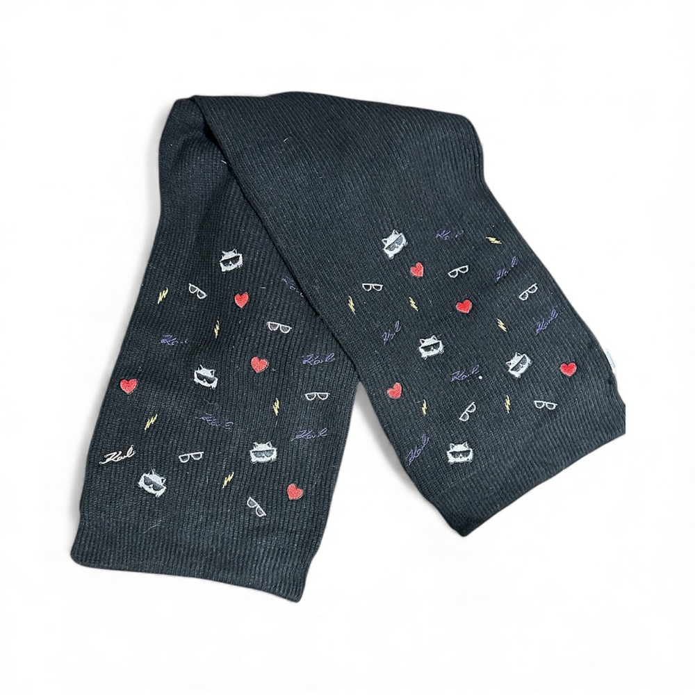 Karl Lagerfeld Unisex Cate Pins Embroidery Scarf - EUC
